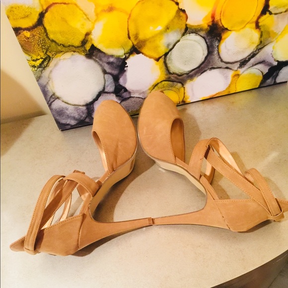 Modesta Ann High Heels-Camel Faux Suede-Open toe - Picture 4 of 8